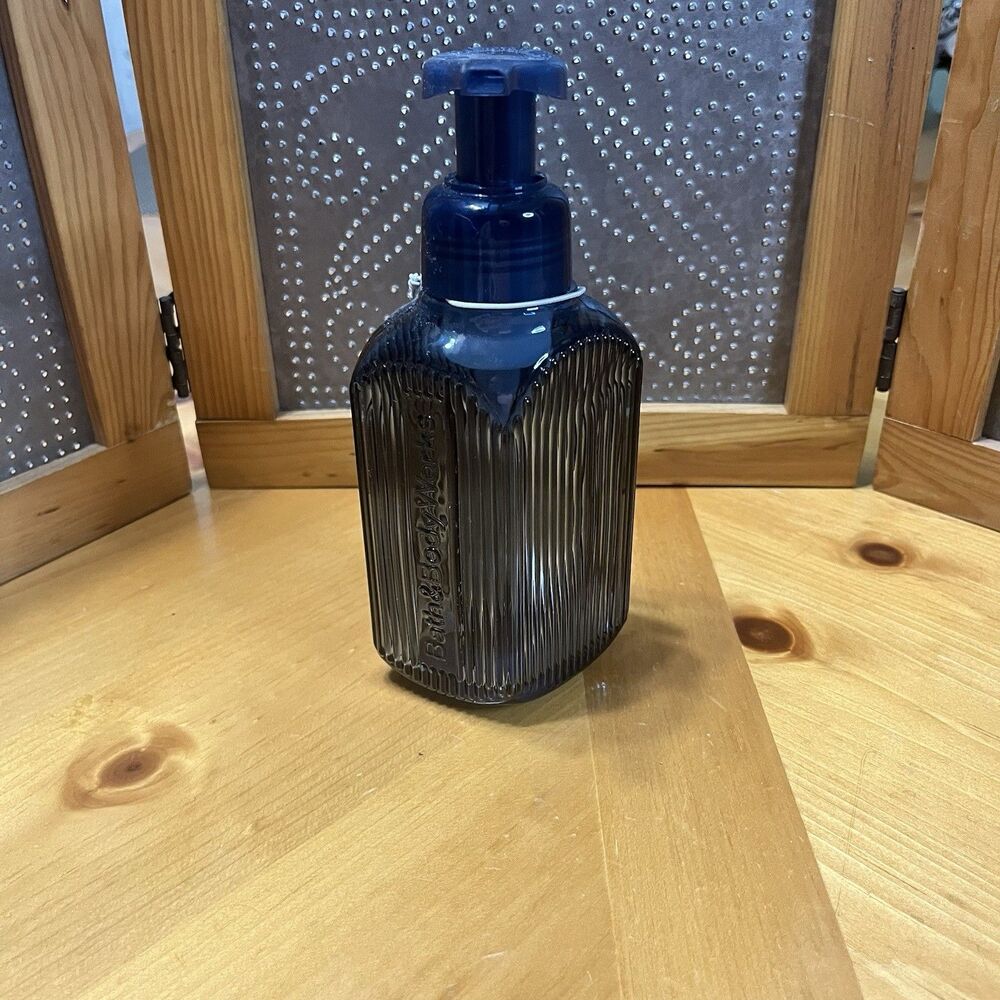 Bath & Body Works Glass Foaming Soap Holder Dispenser Pump Blue Bathroom Decor - Picture 2 of 7